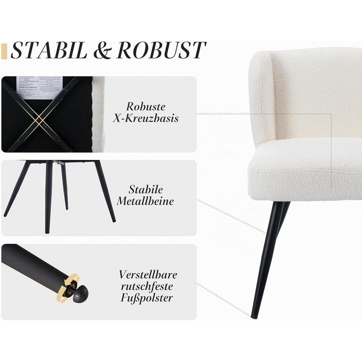 Esszimmerstühle Set 4er – Bequem & Modern Weiß
