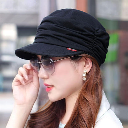 Weiche Damen Schirmmütze Ballonmütze Chemo Turban Schwarz