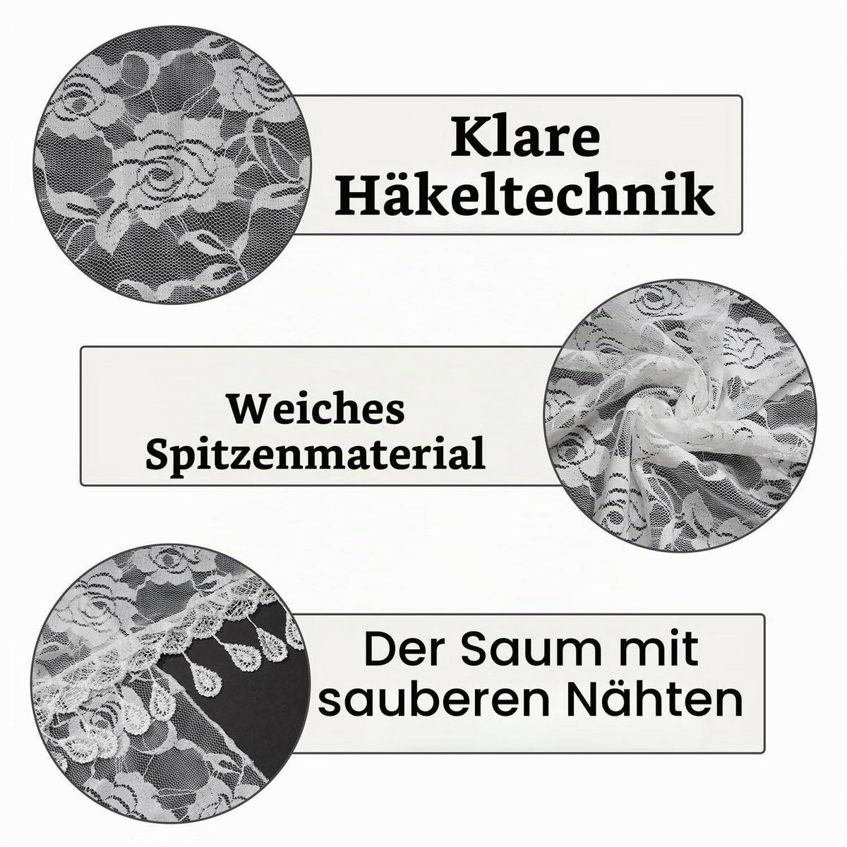 Spitzenschal Damen mit Quasten für Festliche Anlässe Weiß