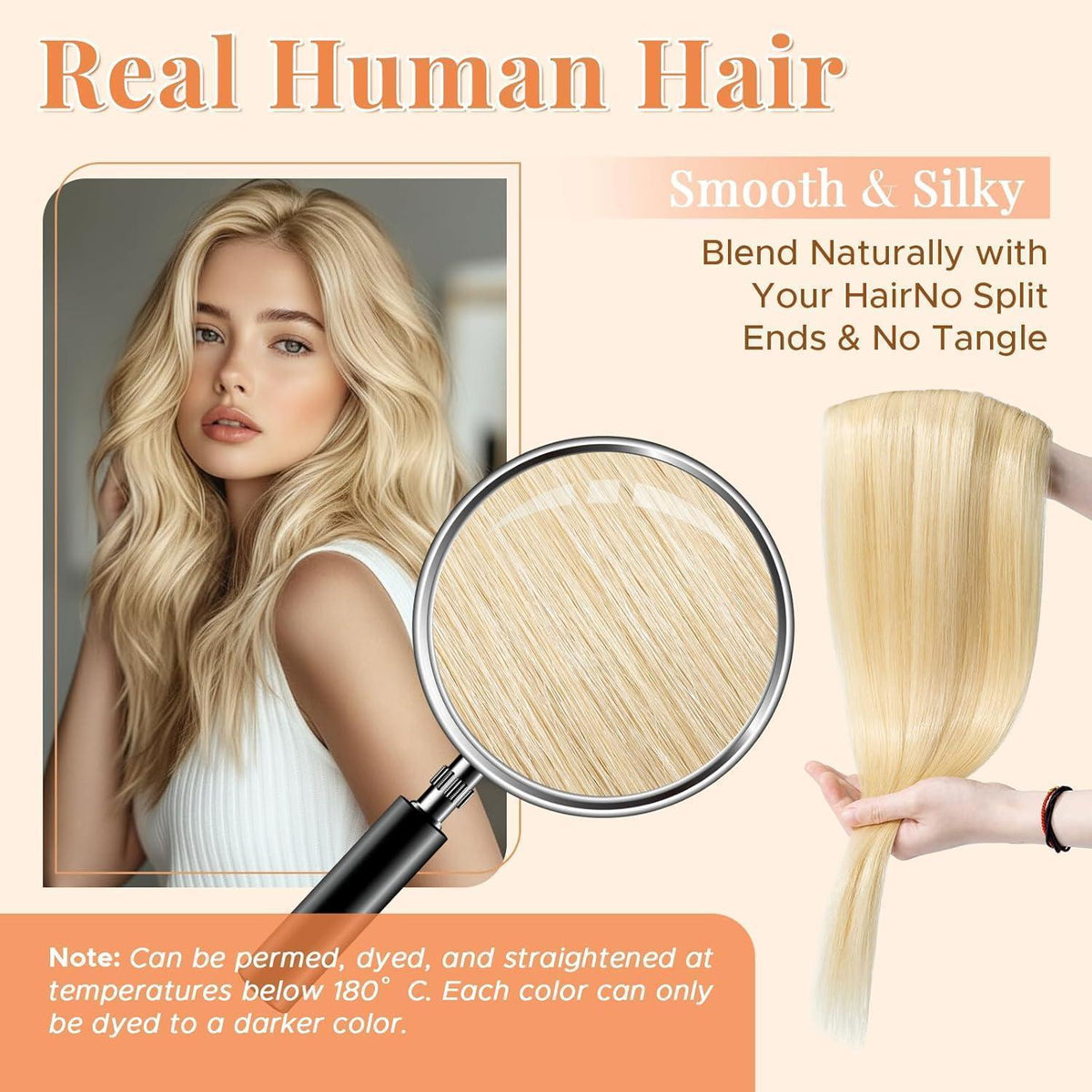 Blond Haarverlängerung Clip-In 40cm Echthaar – 45g