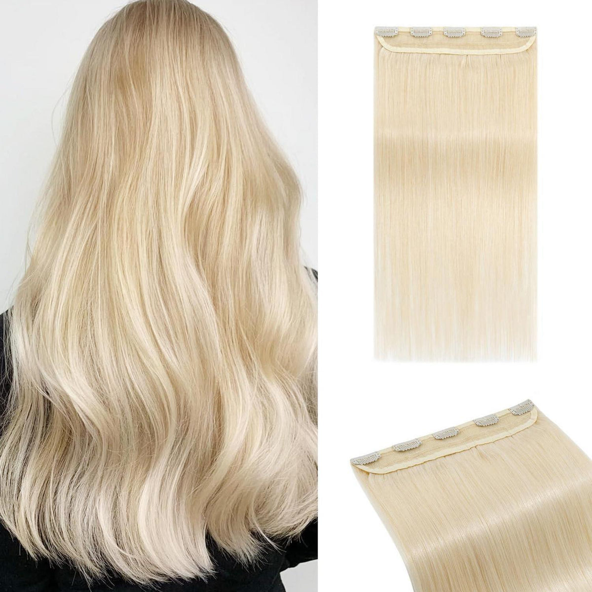 Echthaar Haarverlängerung Platinblond 25cm mit 5 Clips