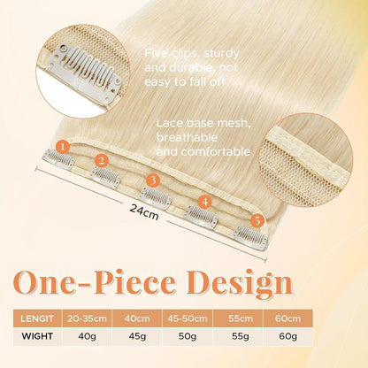 Echthaar Haarverlängerung Platinblond 25cm mit 5 Clips
