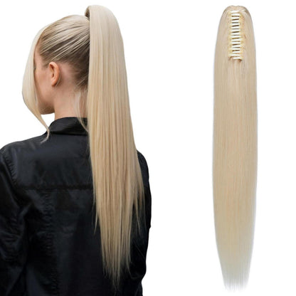 Echthaar Zopf Extension Platinblond 50cm mit Clip