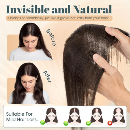 Echthaar Topper Mittelscheitel Schwarz – Pony & Volumen