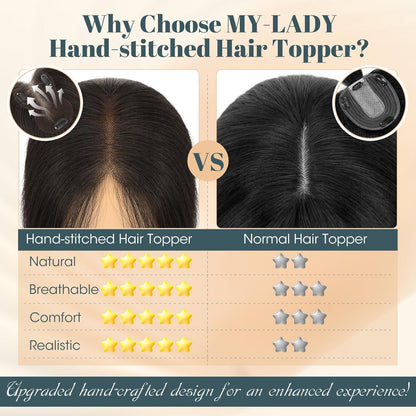 Echthaar Topper Mittelscheitel Schwarz – Pony & Volumen