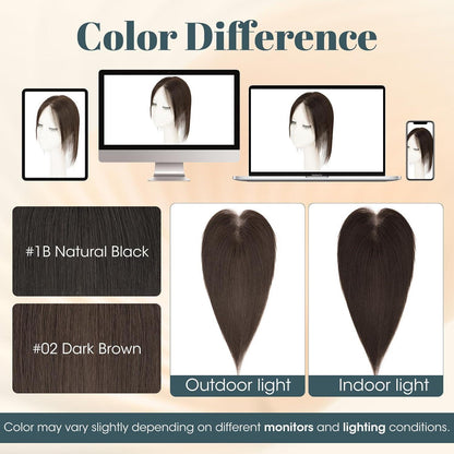 Echthaar Topper Mittelscheitel Schwarz – Pony & Volumen