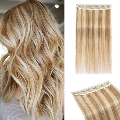 Clip In Haarverlängerung Echthaar 20cm Goldbraun & Blond