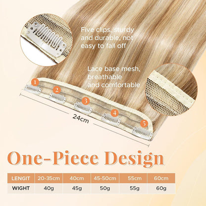 Clip In Haarverlängerung Echthaar 20cm Goldbraun & Blond
