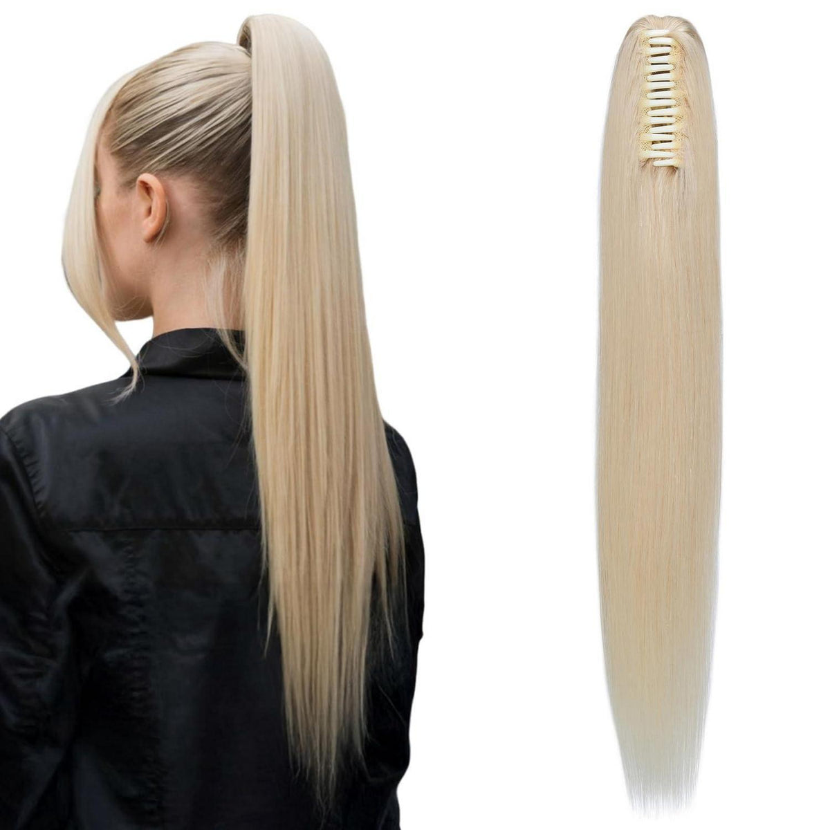 Echthaar Pferdeschwanz Clip-In, 35cm, Platinblond