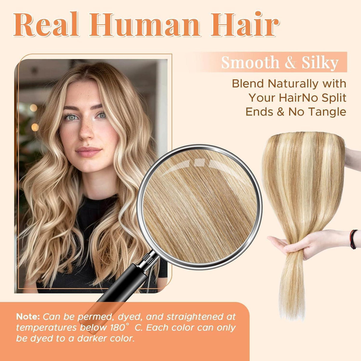 Echthaar Clip-In Extension 35cm – Volumenset #12P613