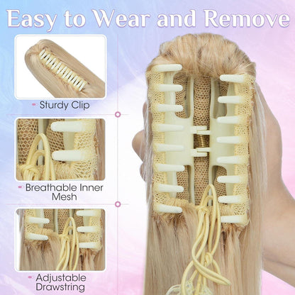 Echthaar Pferdeschwanz Clip-In 35cm Blond #613