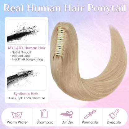 Echthaar Pferdeschwanz Clip-In 35cm Blond #613