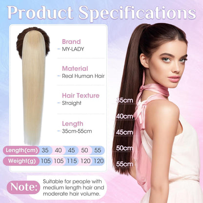 Echthaar Pferdeschwanz Clip-In 35cm Blond #613