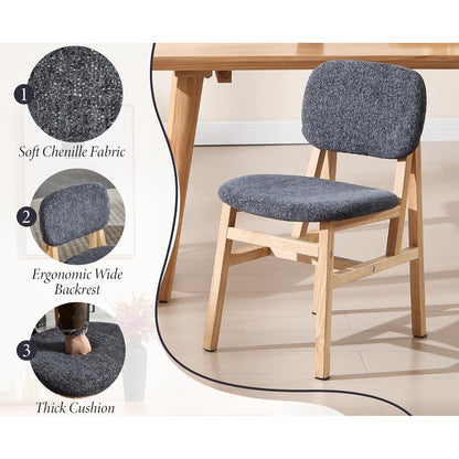 Esszimmerstühle 2er Set Grau, Chenille Polsterstuhl