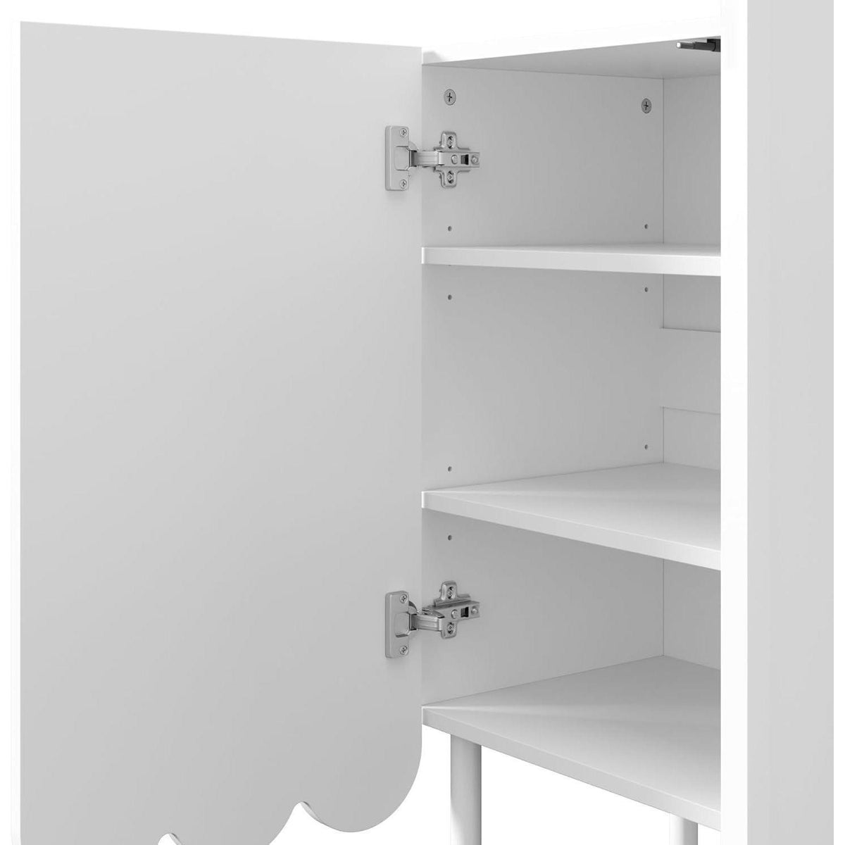 Weißes Sideboard mit Wellentüren & Verstellregalen (120x35x80)