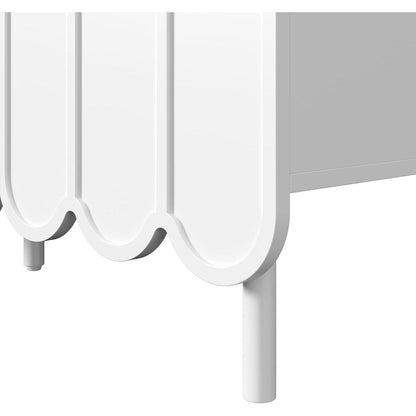 Weißes Sideboard mit Wellentüren & Verstellregalen (120x35x80)