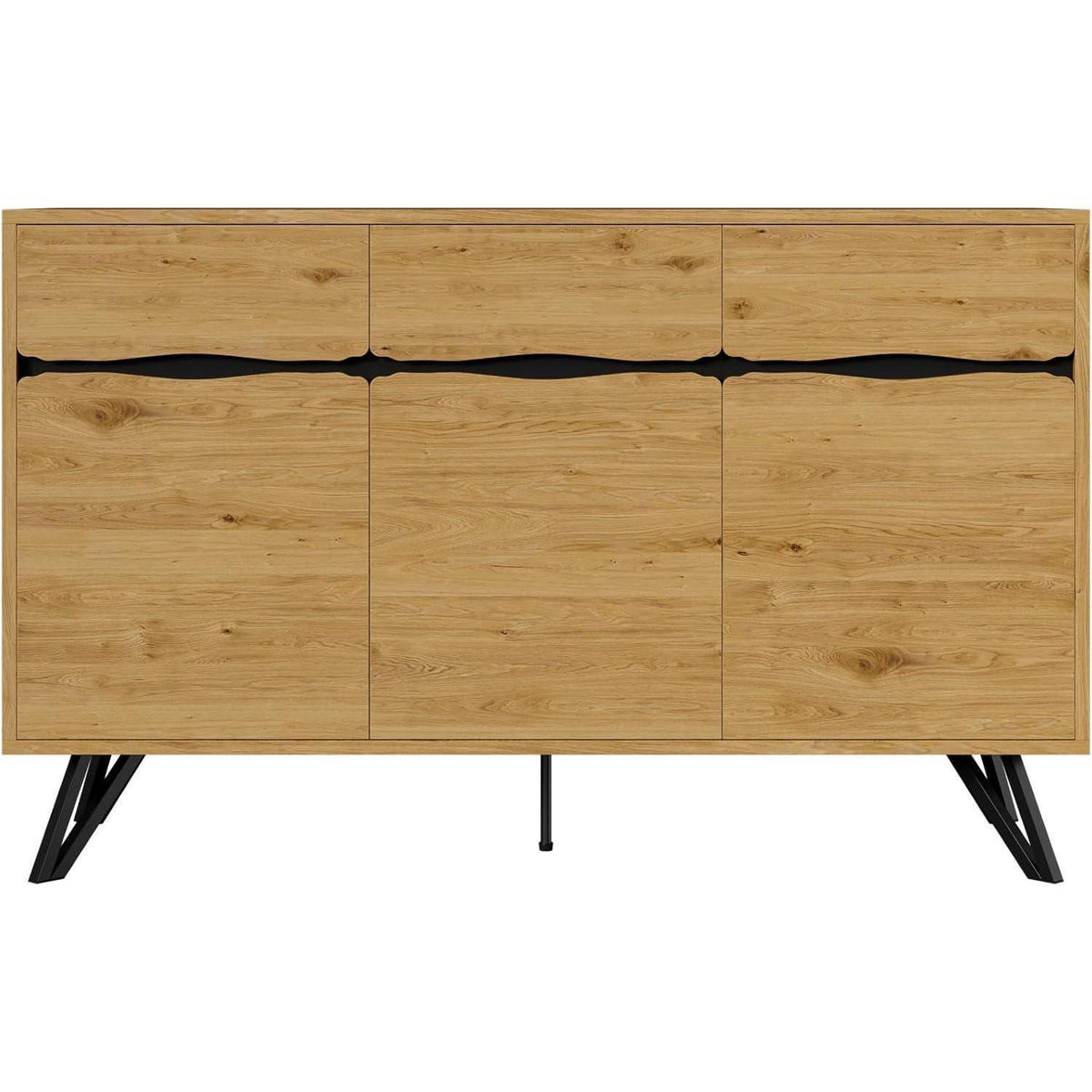 Modernes Sideboard mit 3 Türen | Holzoptik & Metallbeine