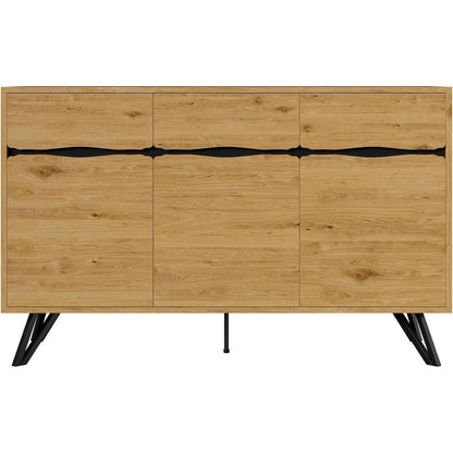 Modernes Sideboard mit 3 Türen | Holzoptik & Metallbeine