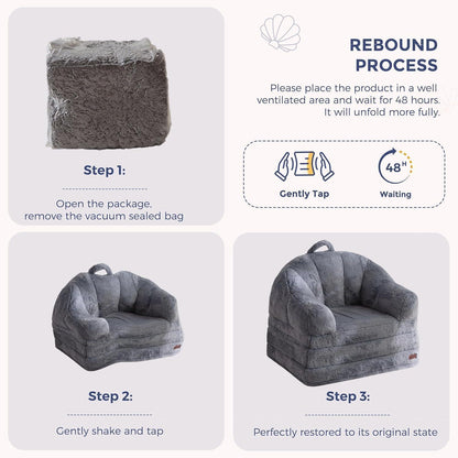 Klappsofa mit Kunstfell – Bequemer Sitzsack & Schlafsessel Grau