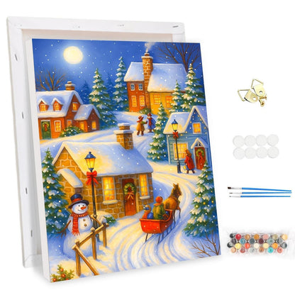 Malen nach Zahlen Weihnachten mit Rahmen – Winterlandschaft DIY