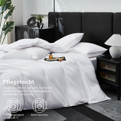 Mako Satin Bettwäsche Set 135x200 Baumwolle Weiß 4tlg.