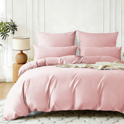 Mako Satin Bettwäsche Set 220x240cm Rosa Baumwolle 3tlg.