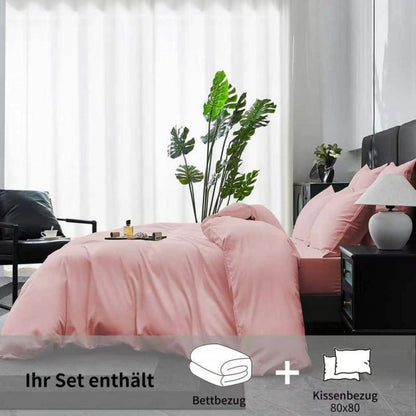 Mako Satin Bettwäsche Set 220x240cm Rosa Baumwolle 3tlg.