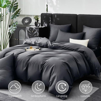 Mako Satin Bettwäsche Set 200x220cm Grau 3tlg.