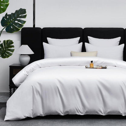 Mako Satin Bettwäsche Set 220x240cm - 3tlg. Baumwolle Weiß