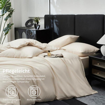 Mako Satin Bettwäsche Set 200x220cm Beige, 3-teilig