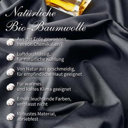 Mako Satin Bettwäsche Set 135x200 Grau – 4tlg. Baumwolle