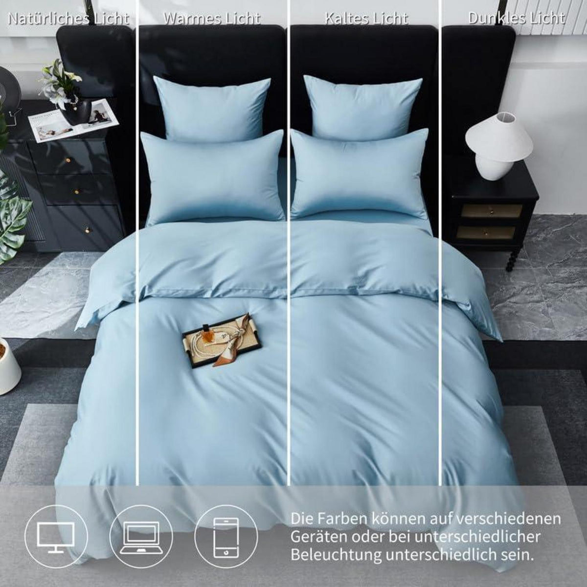 Mako Satin Bettwäsche Set 135x200cm Hellblau Baumwolle