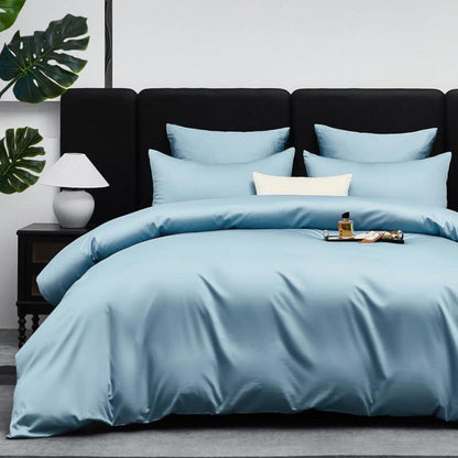 Mako Satin Bettwäsche Set 200x220 - Hellblau, 3-teilig