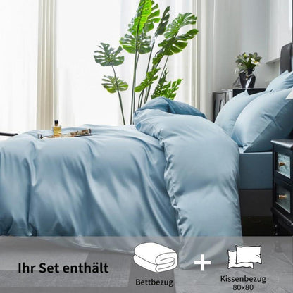 Mako Satin Bettwäsche Set 200x220 - Hellblau, 3-teilig