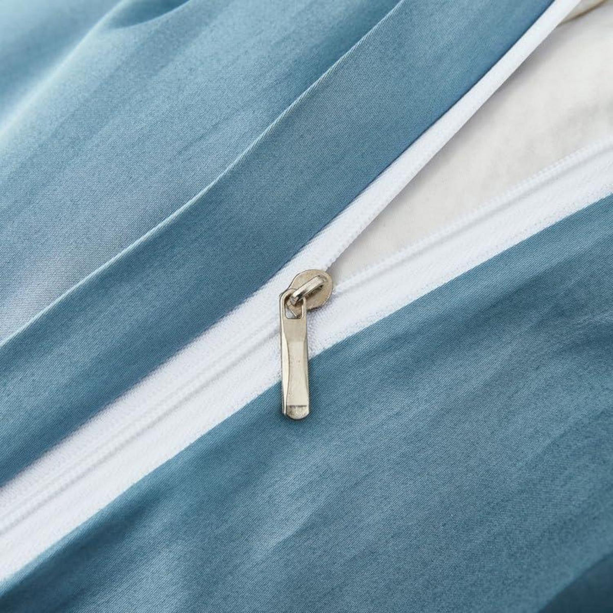 Mako Satin Bettwäsche Set 200x220cm Blau Petrol 3tlg.