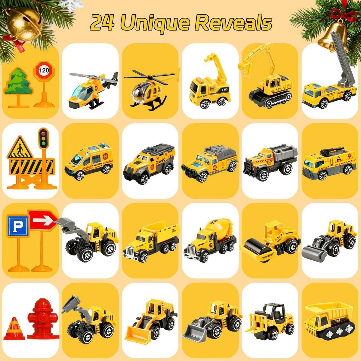 Adventskalender 2026 Spielzeug Auto Baustelle für Kinder