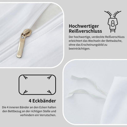 Mako Satin Bettwäsche Set 200x220cm - 3-teilig Weiß