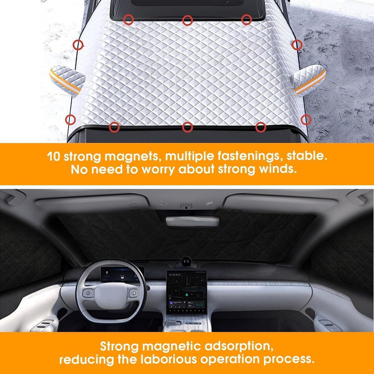 Auto Frontscheibenabdeckung Winter mit Magneten & Reflektoren