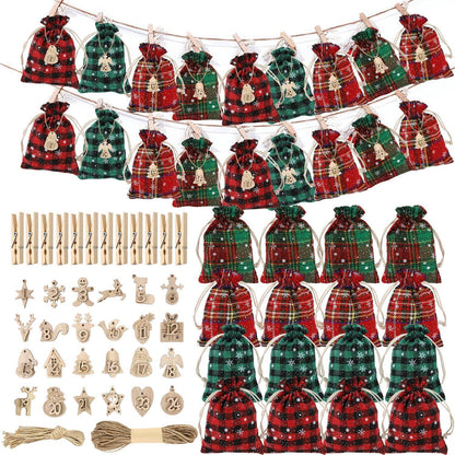 Adventskalender zum Befüllen aus Jute – 24 Stoffbeutel für Weihnachten