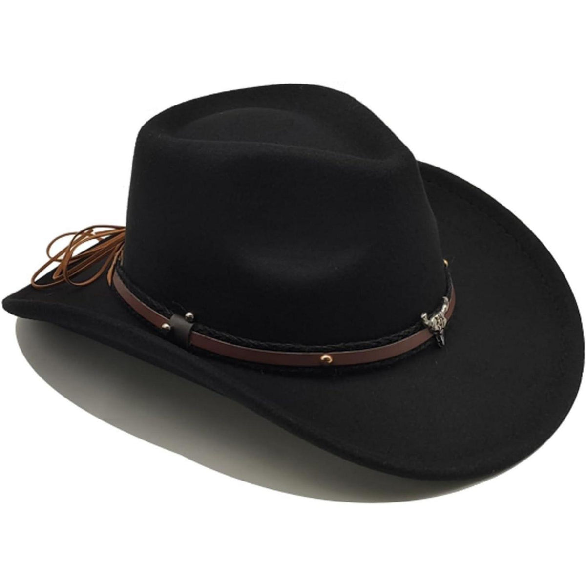 Cowboyhut mit breiter Krempe und Band in Lederoptik