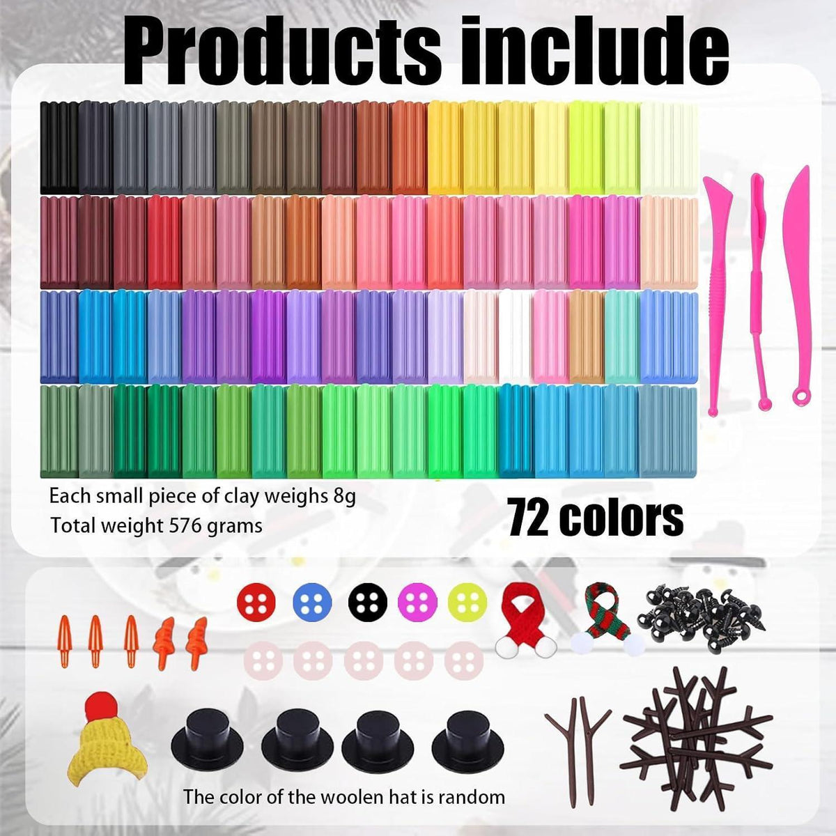 Lufttrocknende Modelliermasse Set 72 Farben – Weihnachtsknete DIY