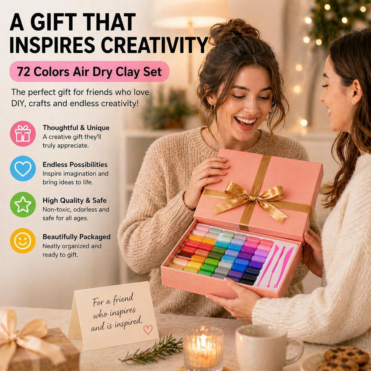 Lufttrocknende Modelliermasse Set 72 Farben – Weihnachtsknete DIY