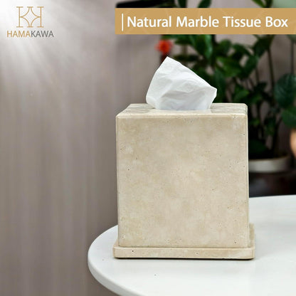 Travertin Taschentuchbox Beige – Quadratische Deko für Zuhause