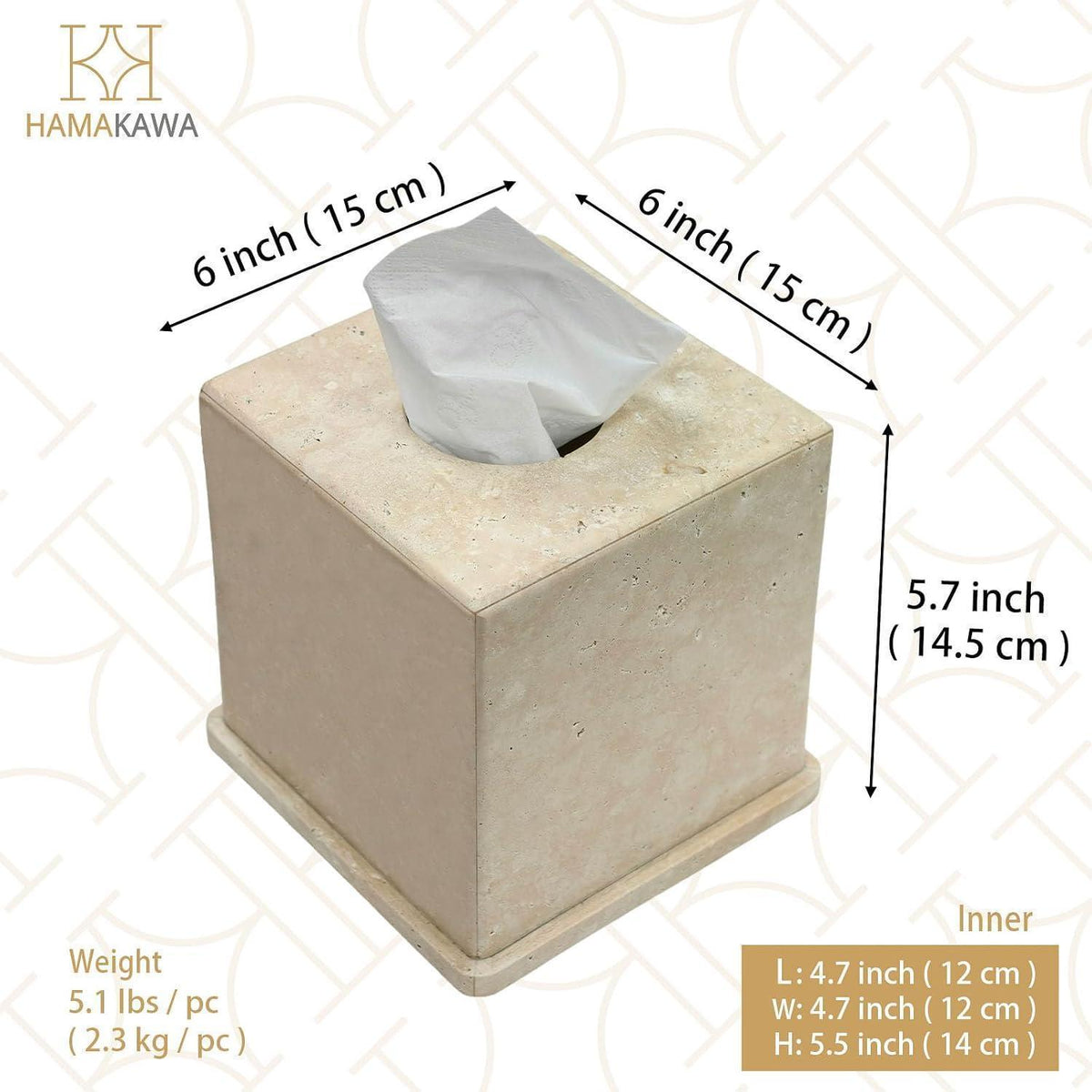 Travertin Taschentuchbox Beige – Quadratische Deko für Zuhause