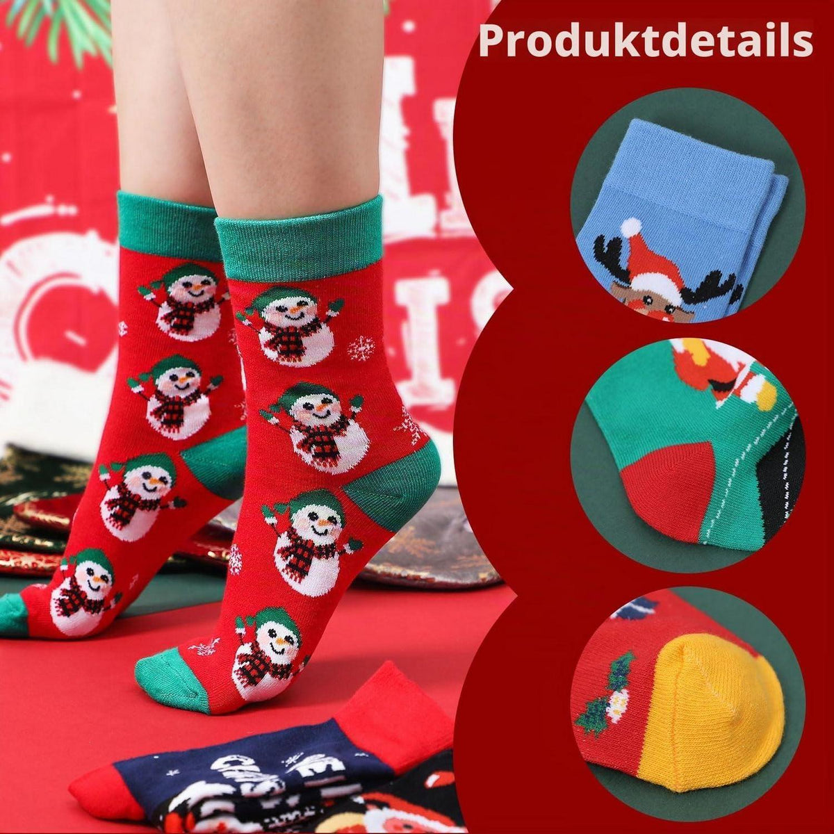 Adventskalender Socken Damen Weihnachten 12 Paar Baumwolle Kuschelsocken