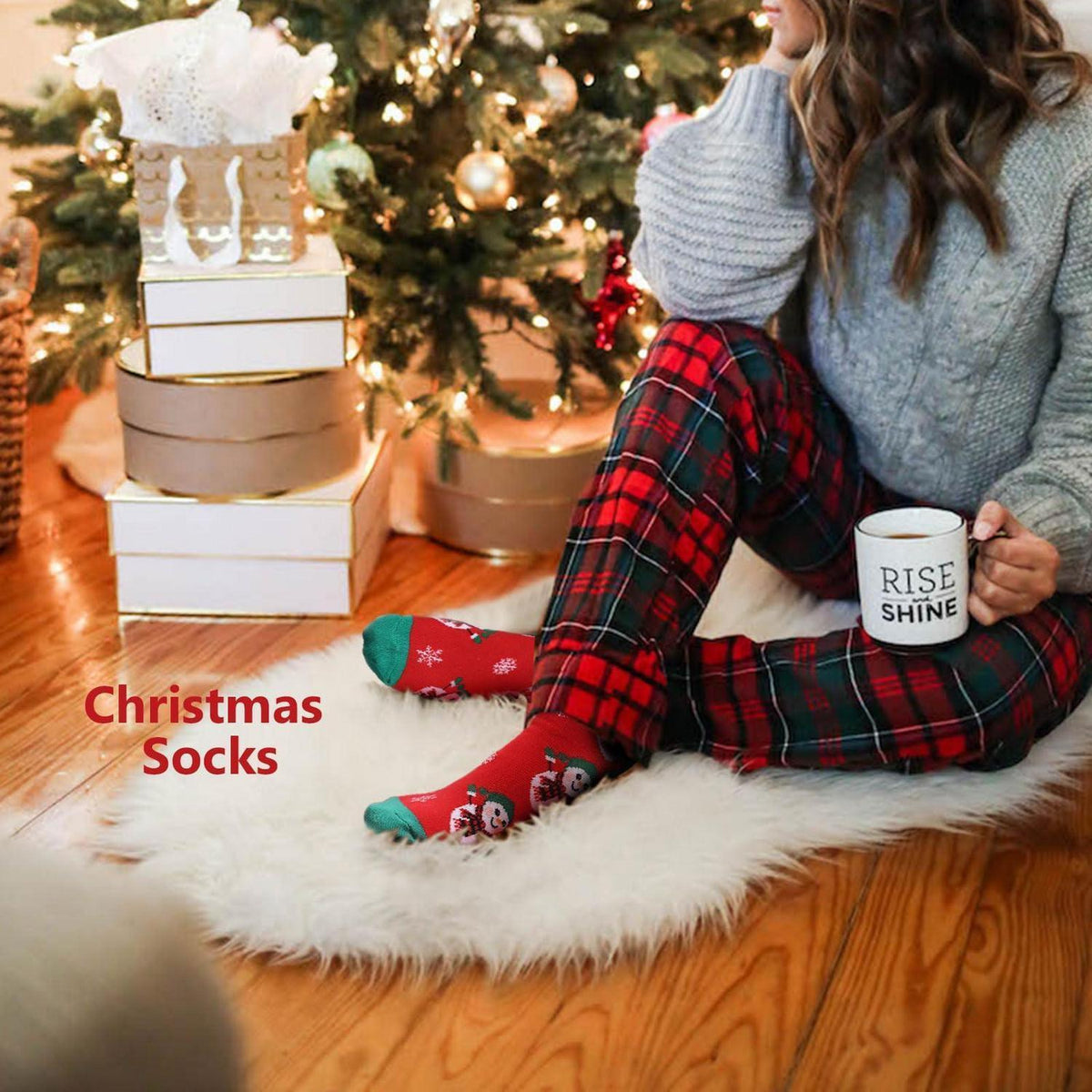 Adventskalender Socken Damen Weihnachten 12 Paar Baumwolle Kuschelsocken