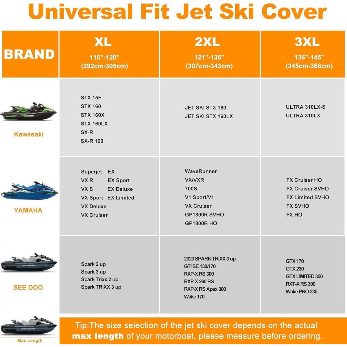 Jet Ski Abdeckplane 900D Wasserdicht mit Belüftung