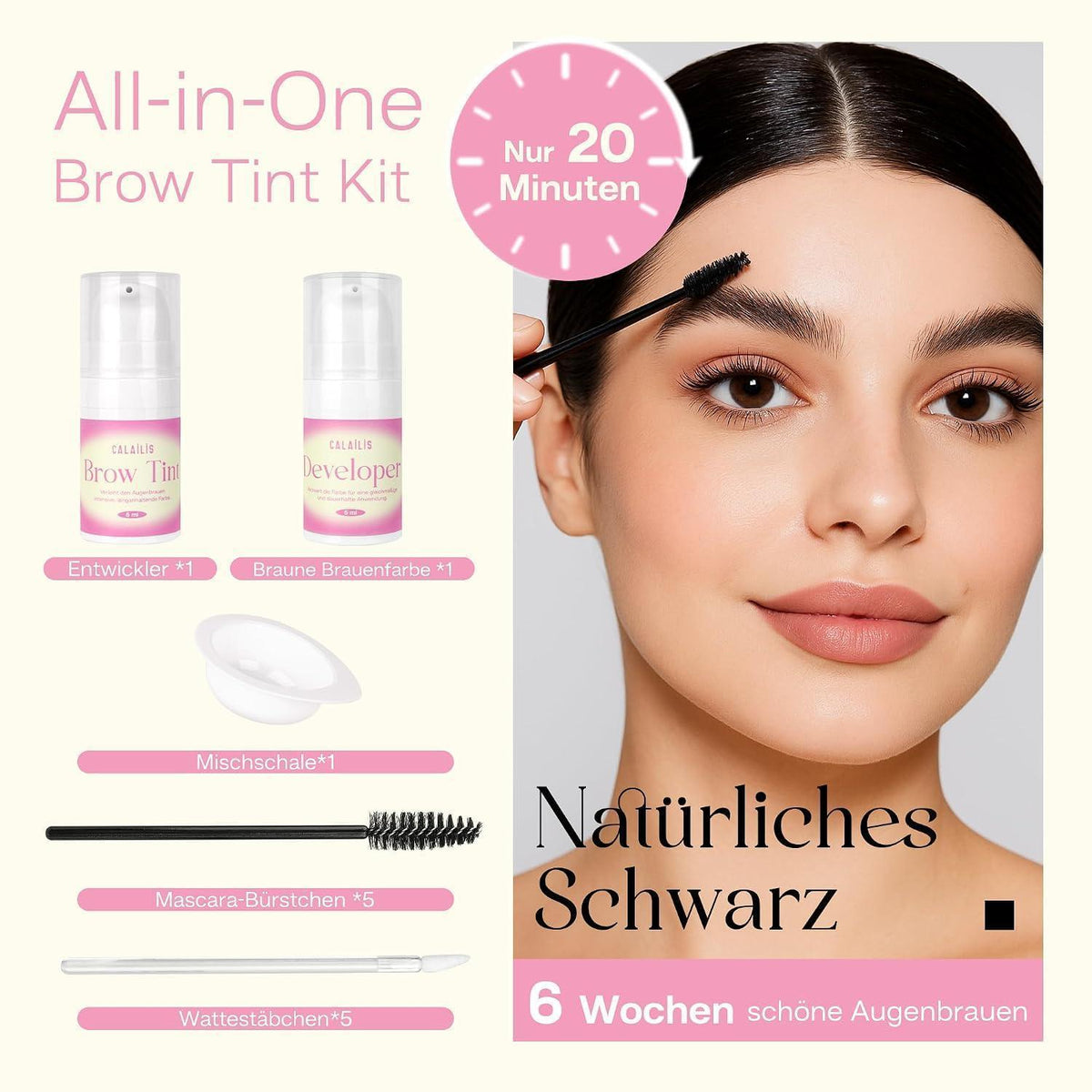 Augenbrauenfarbe Set für natürlichen Look – Schwarz