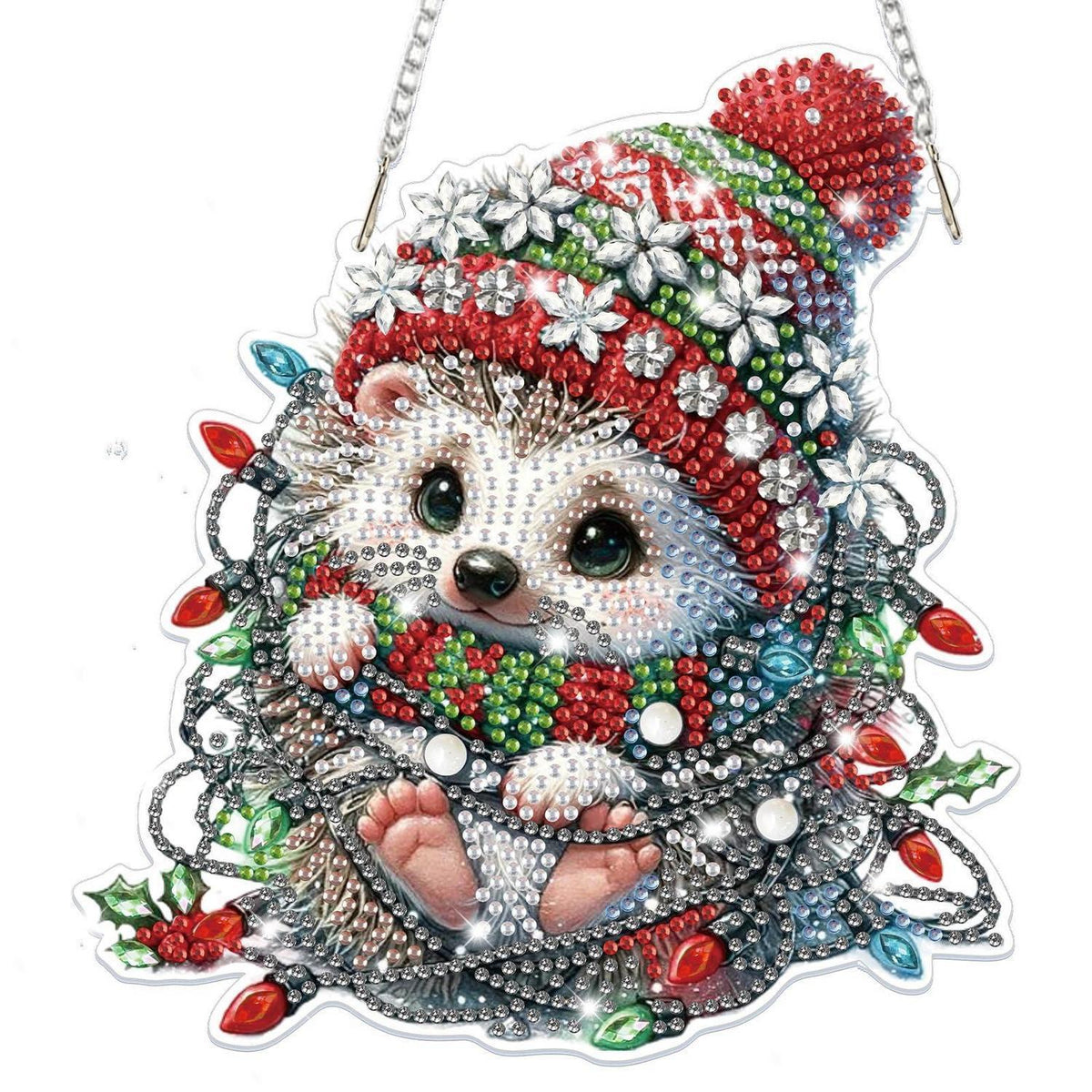 5D Diamond Painting Igel Fensterbild Weihnachten Bastelset