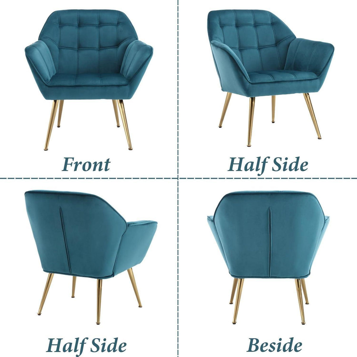 Ya-Home Akzentstuhl Set 2er - Samt Sessel Blau, Komfortabler Lesesessel